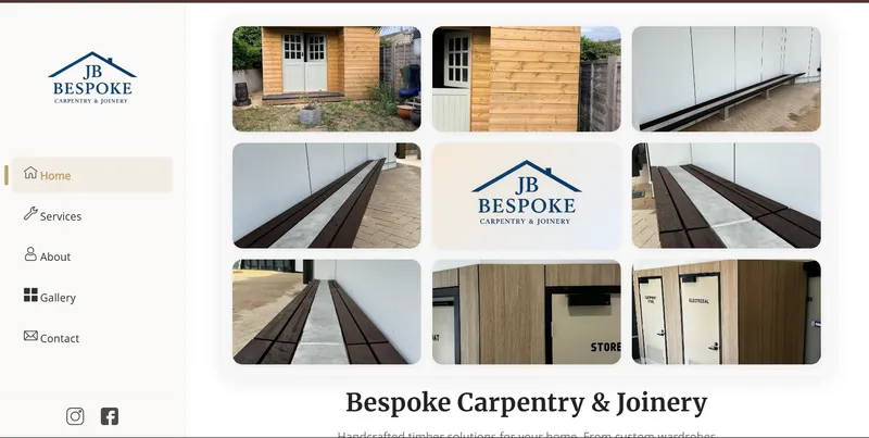JB Bespoke Craft handcrafted carpentry business showcase website